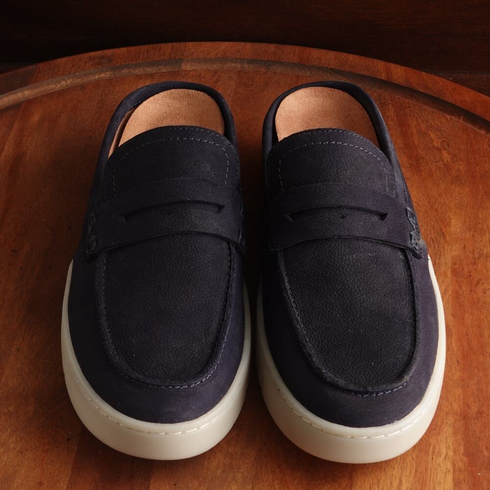 Vionic Navy Suede Slip-On Loafers with White Sole - Picture 2 of 13